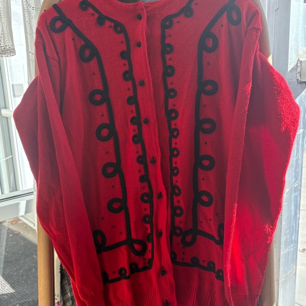 Amanda Smith Red and Black Cardigan